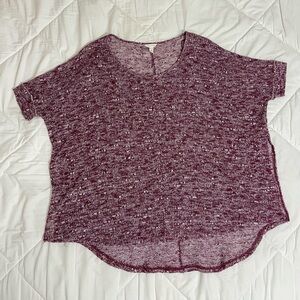 Women's Oversized Purple Knit Short Sleeve Top